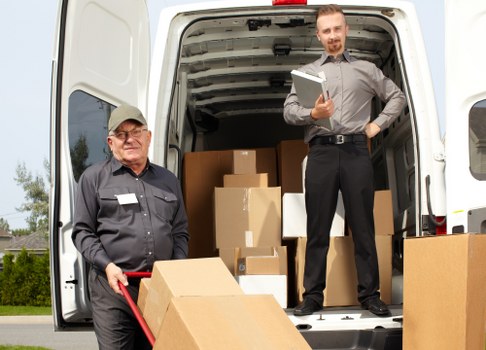 Furniture and boxes loaded for a house move in Perivale